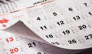 Calendar with important Chinese New Year dates